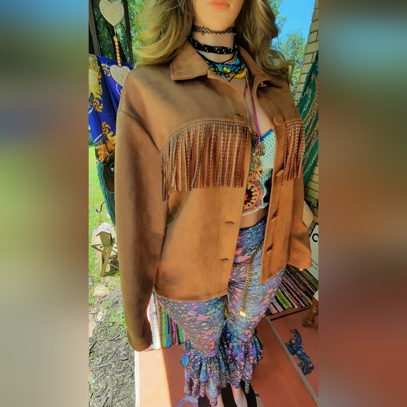 Suede Fringe Jacket size XL - Picture 2 of 6